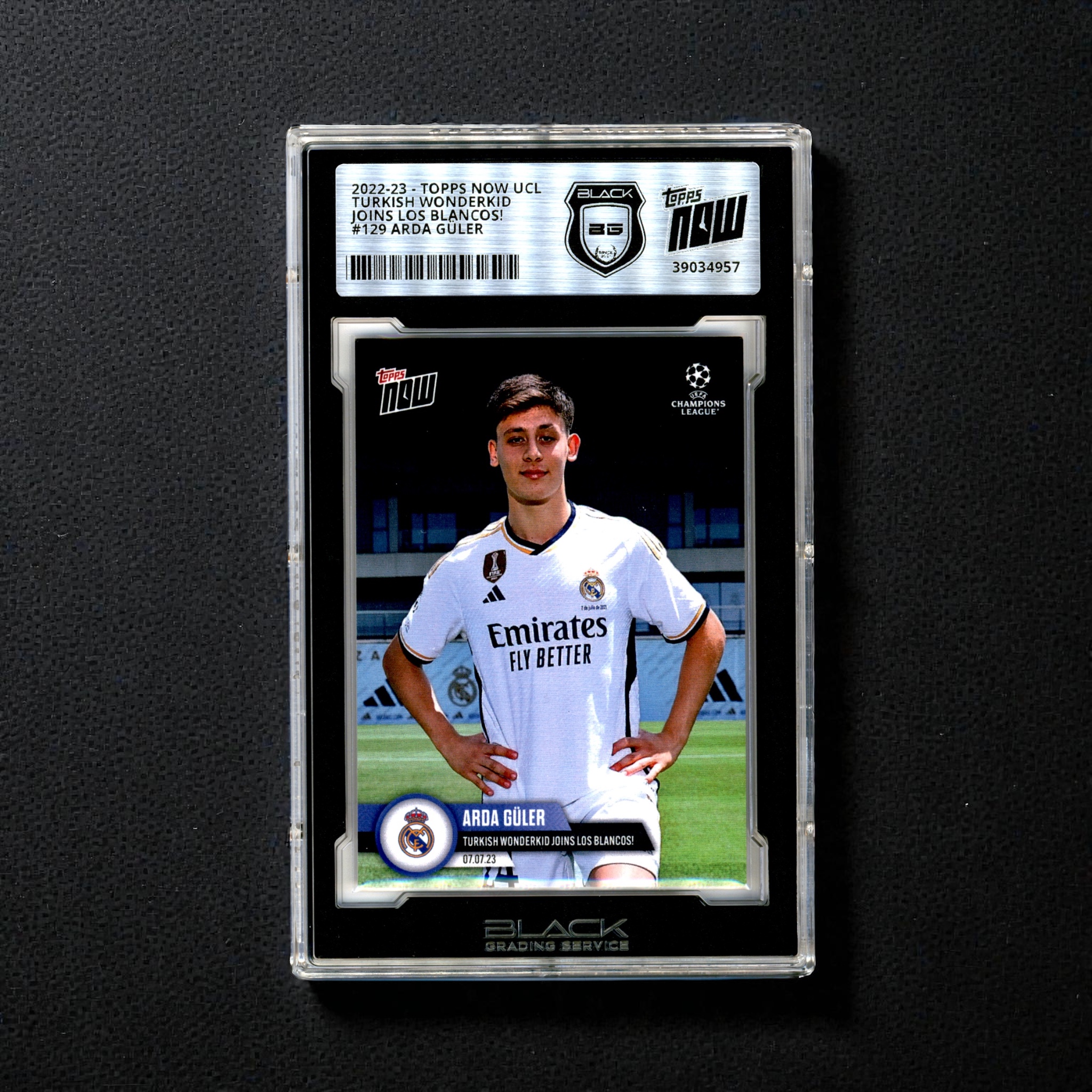 Arda Güler Turkish wonderkid joins Los Blancos UCL Topps NOW® Karte 129 Black Signature Series
