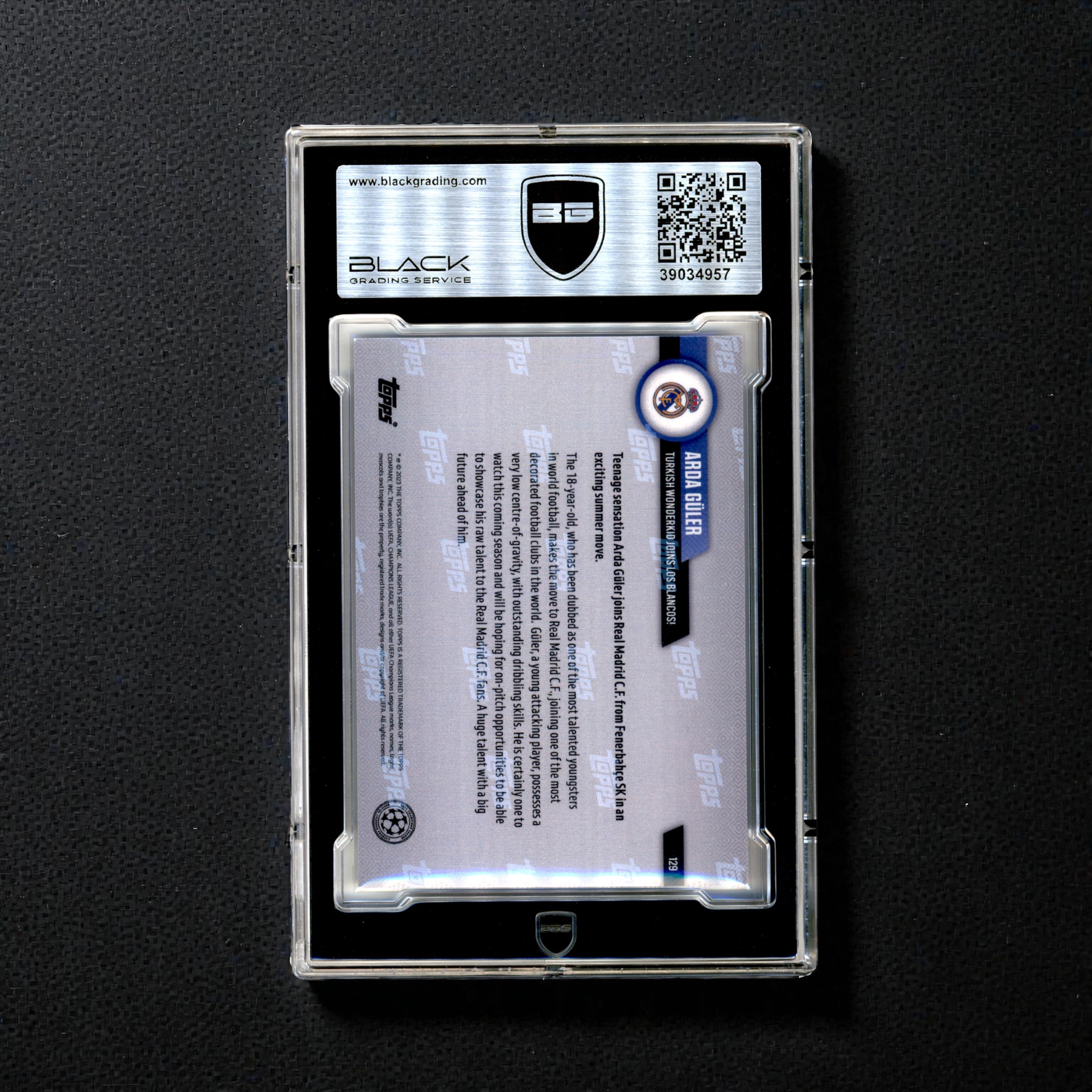Arda Güler Turkish wonderkid joins Los Blancos UCL Topps NOW® Karte 129 Black Signature Series