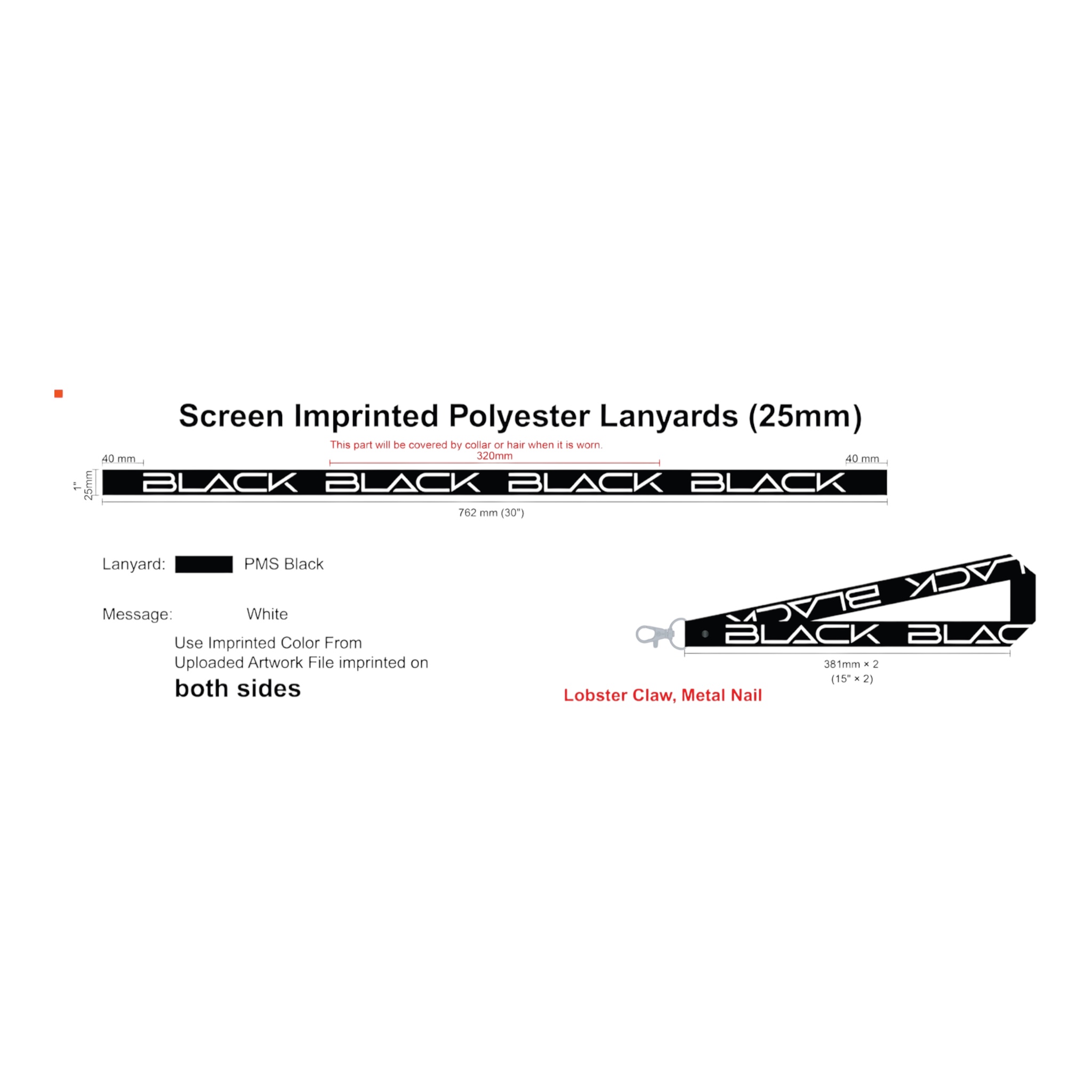 Black Lanyard Schlüsselanhänger 38cm